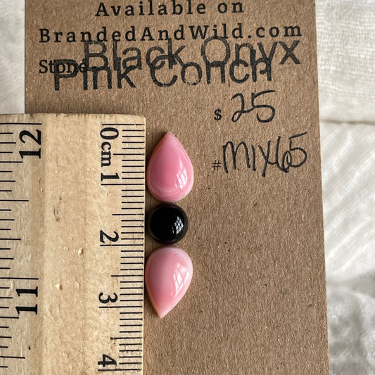 Black Onyx / Pink Conch Cabochon - MIX65 69C2F1F6-FE5A-440B-B91E-C15E625D918E Brandedandwild.com
