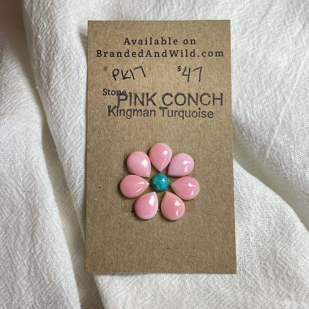 Pink Conch / Kingman Turquoise Cabochon - PK17