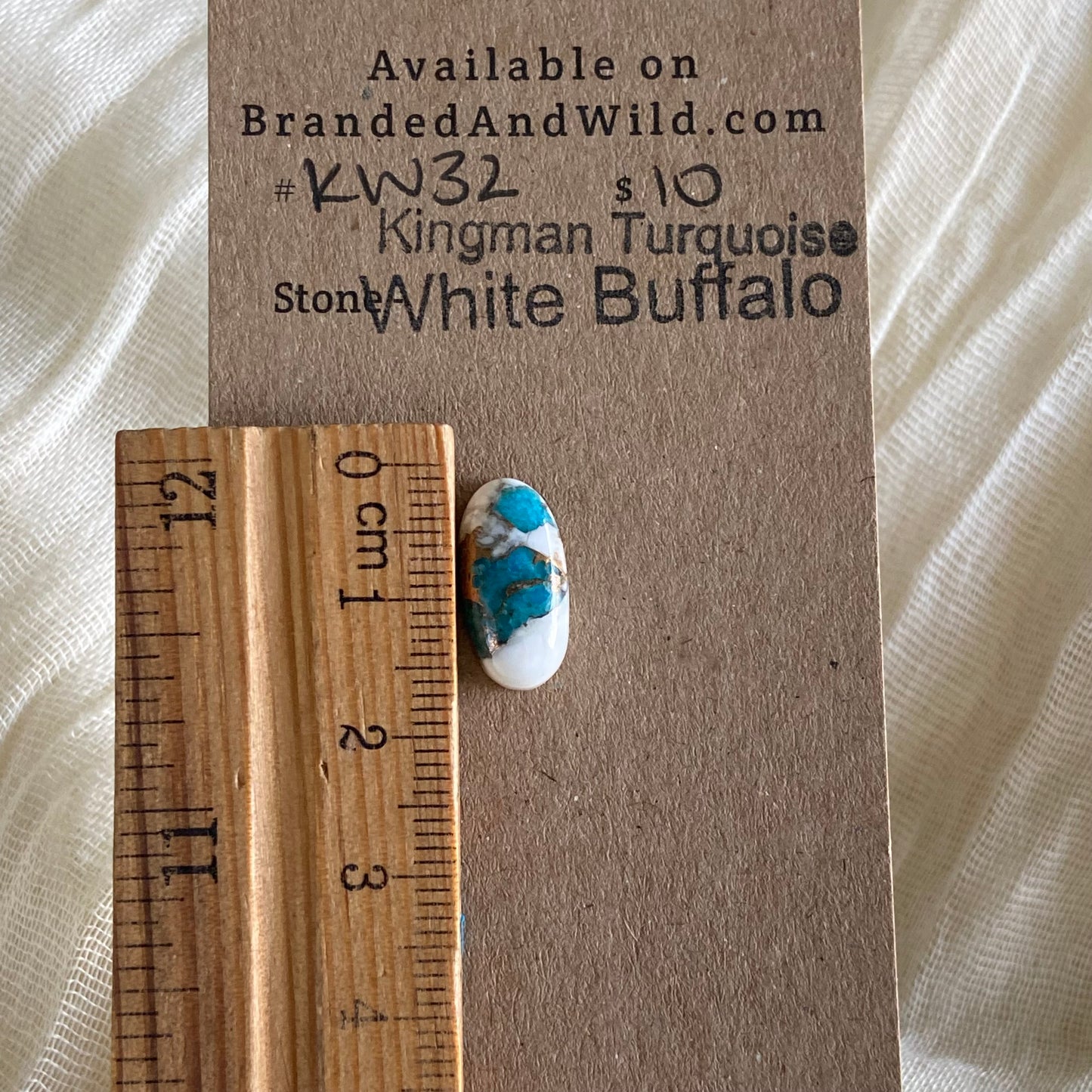 Kingman Turquoise, White Buffalo, Copper Cabochon - KW32