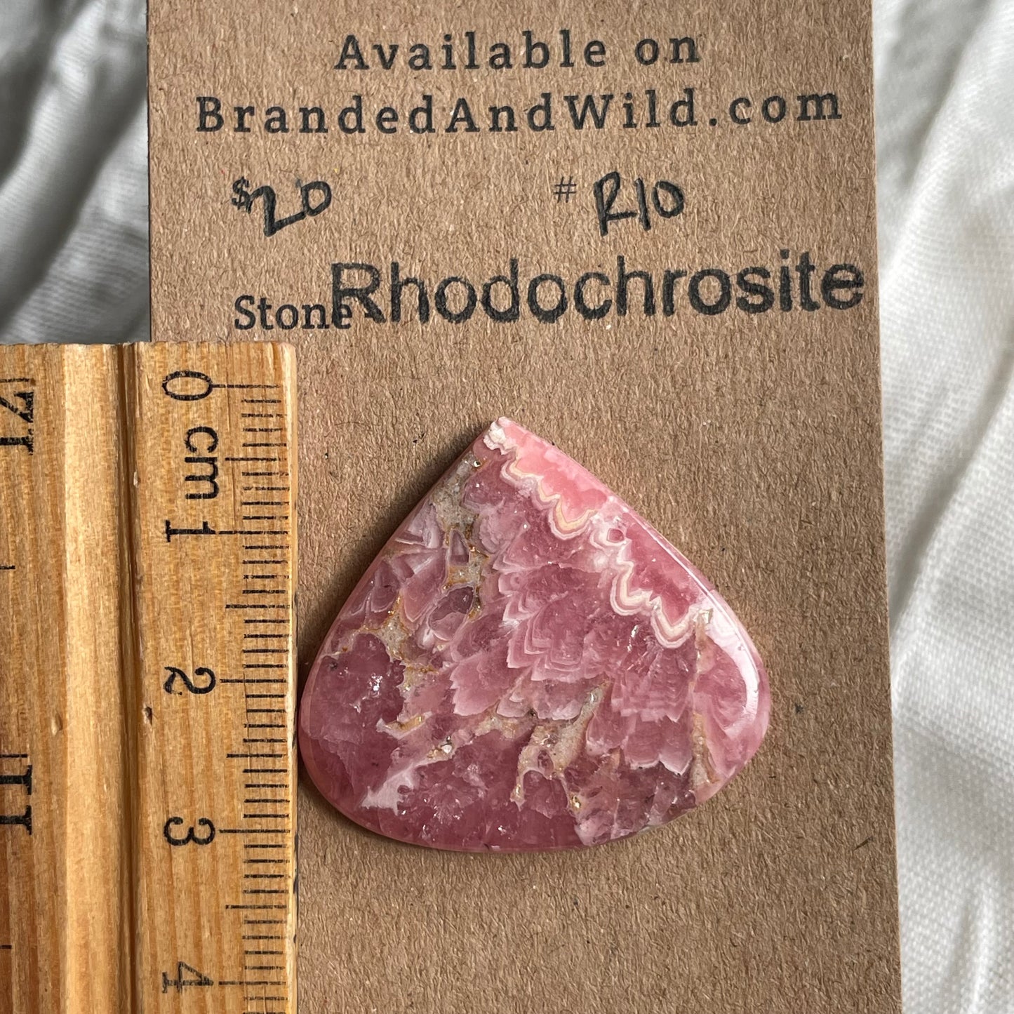 Rhodochrosite Cabochon - R10 6AC225BD-AC45-47A4-9F62-2E3F0E70FFD1 Brandedandwild.com