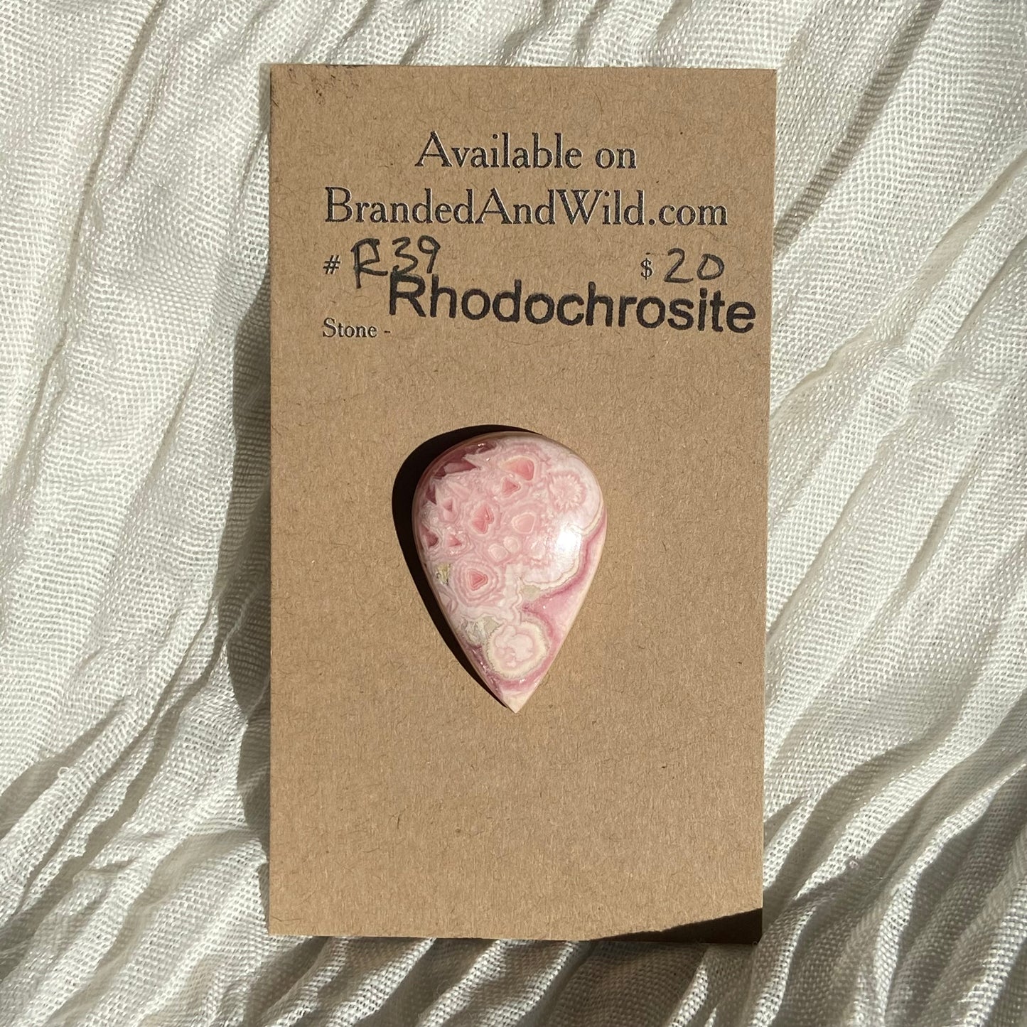 Rhodochrosite Cabochon - R39 6B770528-BBC3-446D-9E8F-3CE967AEF363 Brandedandwild.com