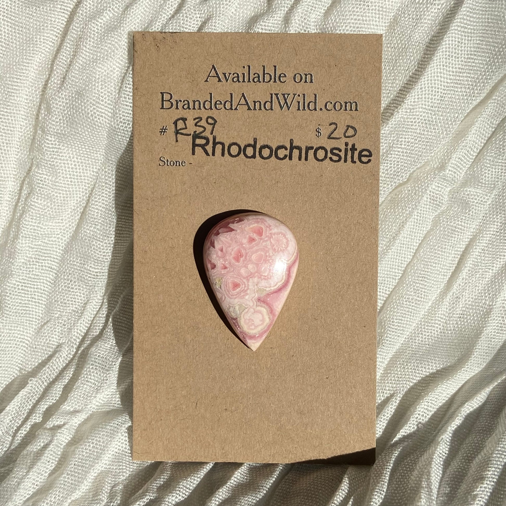 Rhodochrosite Cabochon - R39 6B770528-BBC3-446D-9E8F-3CE967AEF363 Brandedandwild.com