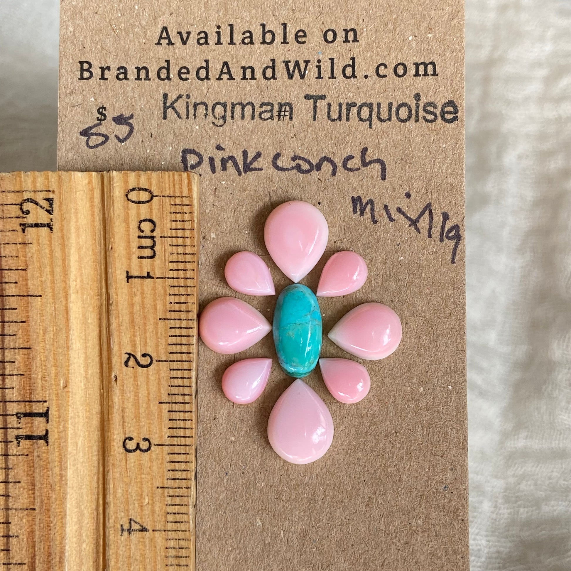 Pink Conch / Kingman Turquoise Cabochon - MIX119 6BCF01FE-6F84-4F4A-8733-434BCE6A0A60 Brandedandwild.com