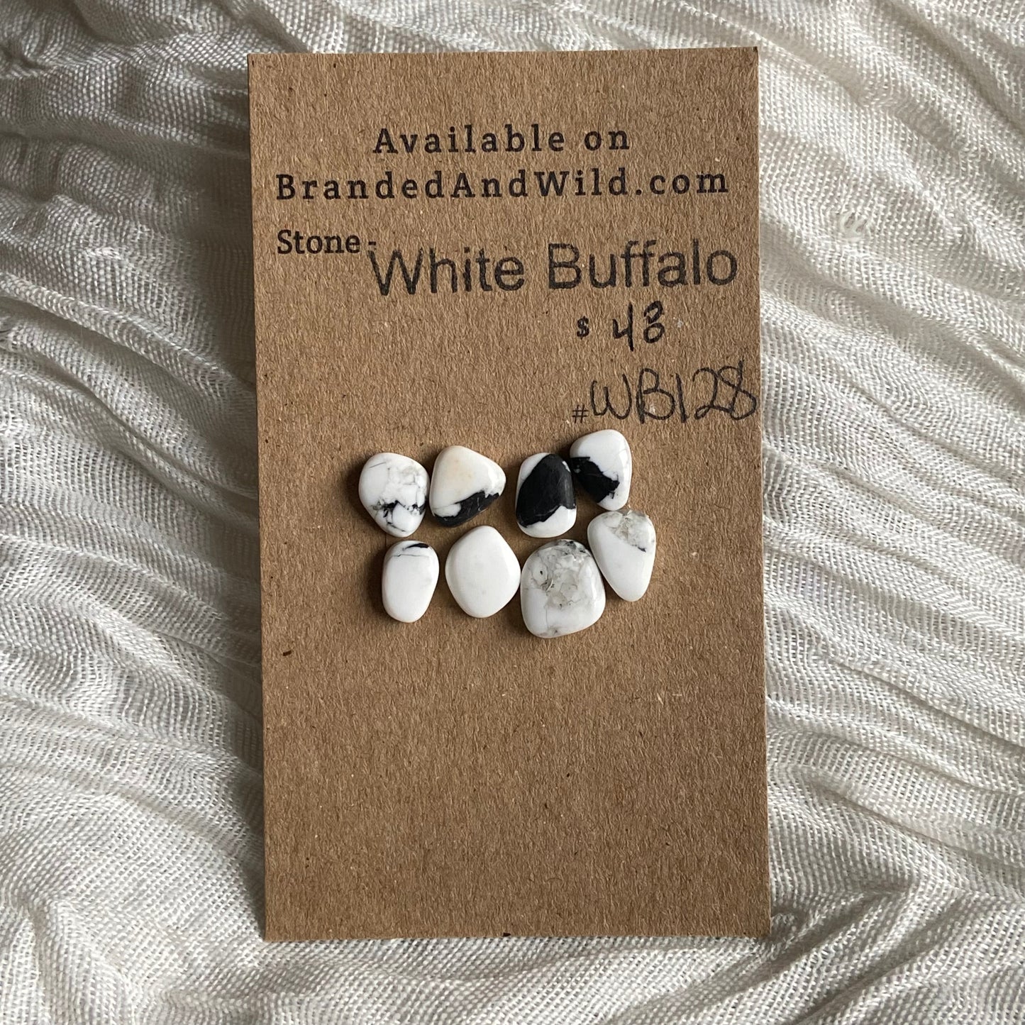 White Buffalo Cabochon - WB128 6C1E61EE-AC31-4388-B4F9-EEA91DFC6186 Brandedandwild.com