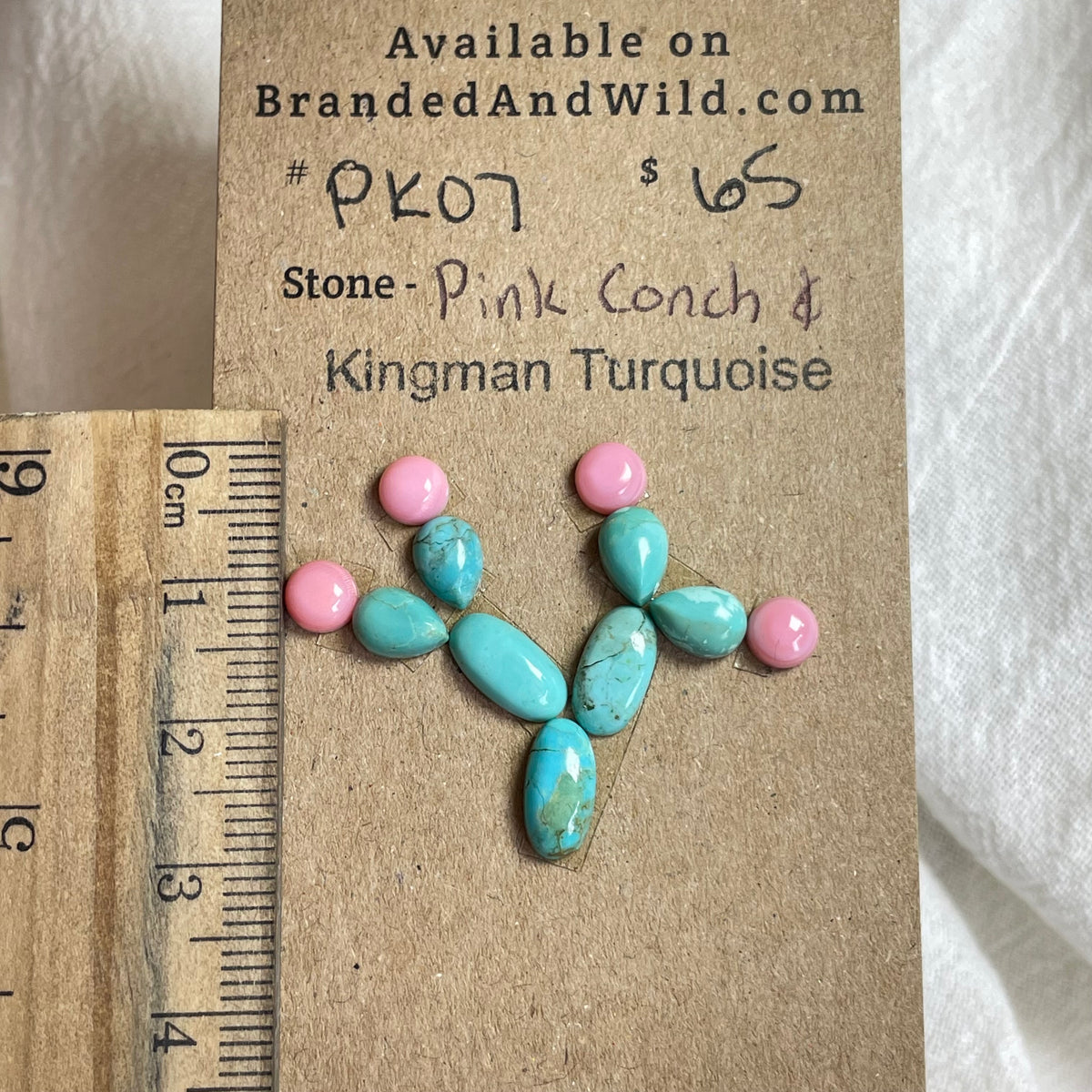 Pink Conch / Kingman Turquoise Cabochon - PK07 6C230C2D-87D0-445D-A9A6-4CEF99A58059 Brandedandwild.com