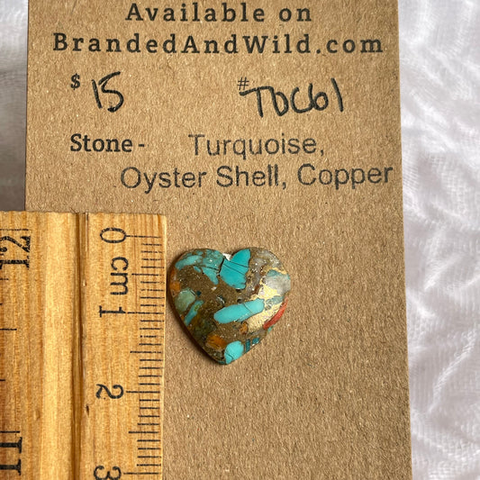 Turquoise, Oyster Shell, Copper Cabochon - TOC61 6CBA5D02-6DE5-4A78-908E-5289EFC520F9 Brandedandwild.com