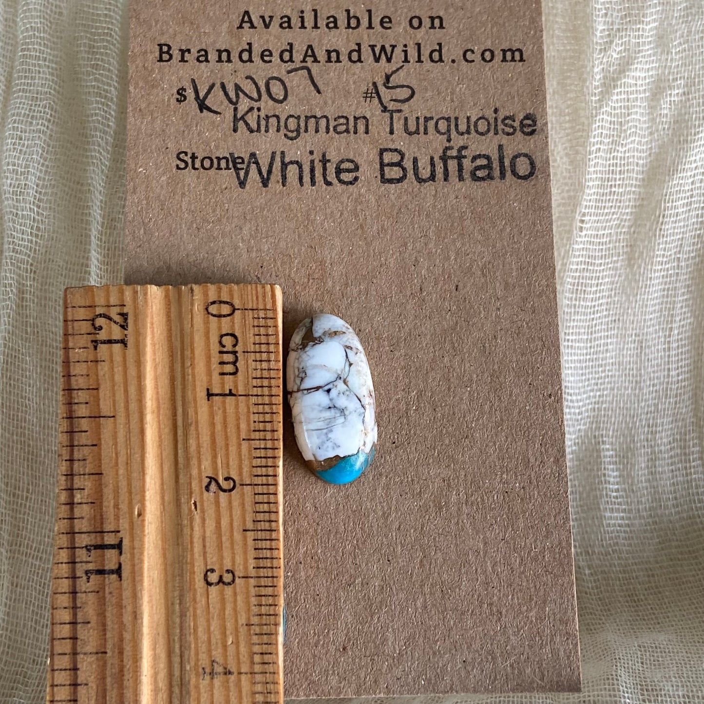 Kingman Turquoise, White Buffalo, Copper Cabochon - KW07