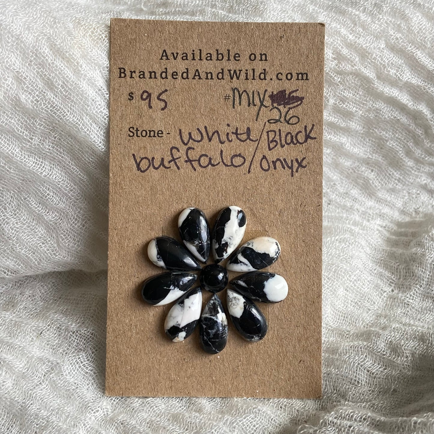 White Buffalo / Black Onyx Cabochon - Mix26 6E05843A-4DC0-4545-8A76-613F7F7CD346 Brandedandwild.com