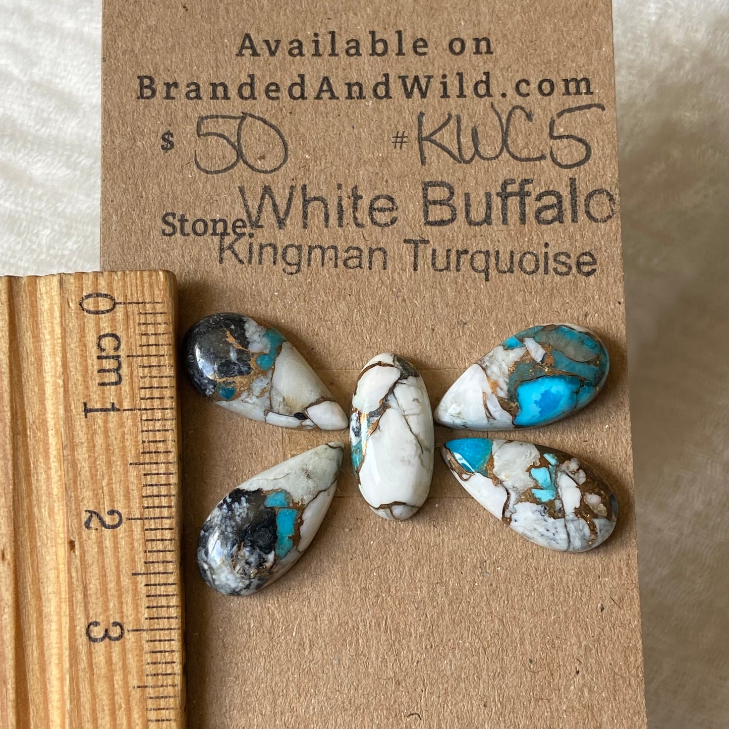 Kingman Turquoise, White Buffalo, Copper Cabochon - KWC5 6E168E66-A902-41C2-8573-C7A92068A635 Brandedandwild.com