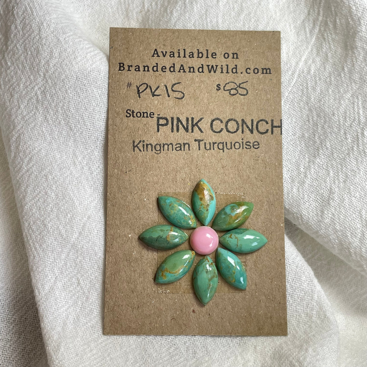 Pink Conch / Kingman Turquoise Cabochon - PK15 6F9EC80C-3D5F-40AF-8A1B-4892CA24A046 Brandedandwild.com