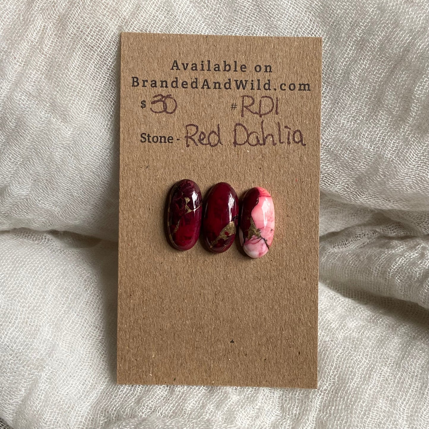 Red Dahlia Cabochon - RD1 6FD285A8-1122-439A-9047-6A05A3C5B0C2 Brandedandwild.com