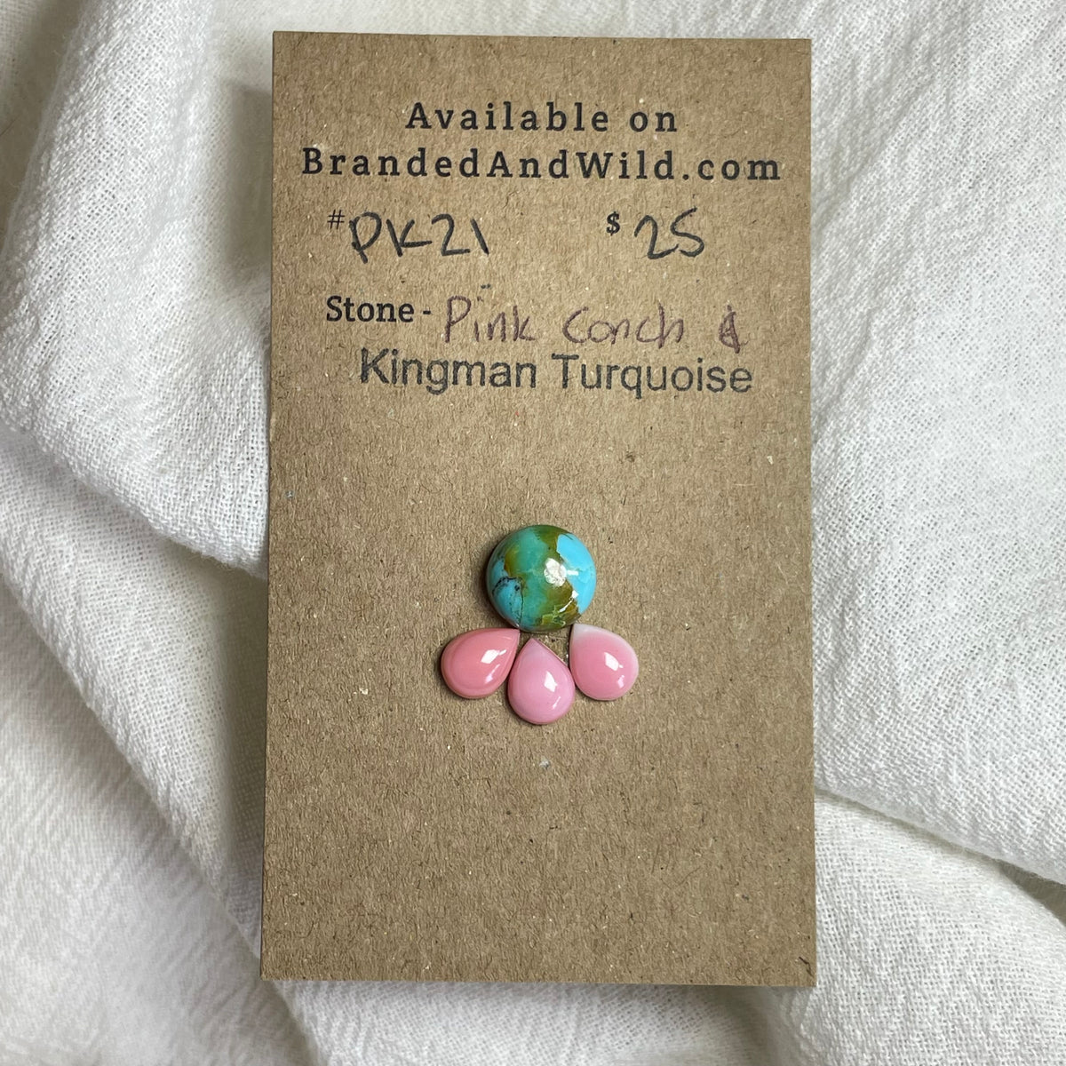 Pink Conch / Kingman Turquoise Cabochon - PK21 6FF8ED6E-D75A-484D-941F-2FAEBCCCE2A4 Brandedandwild.com