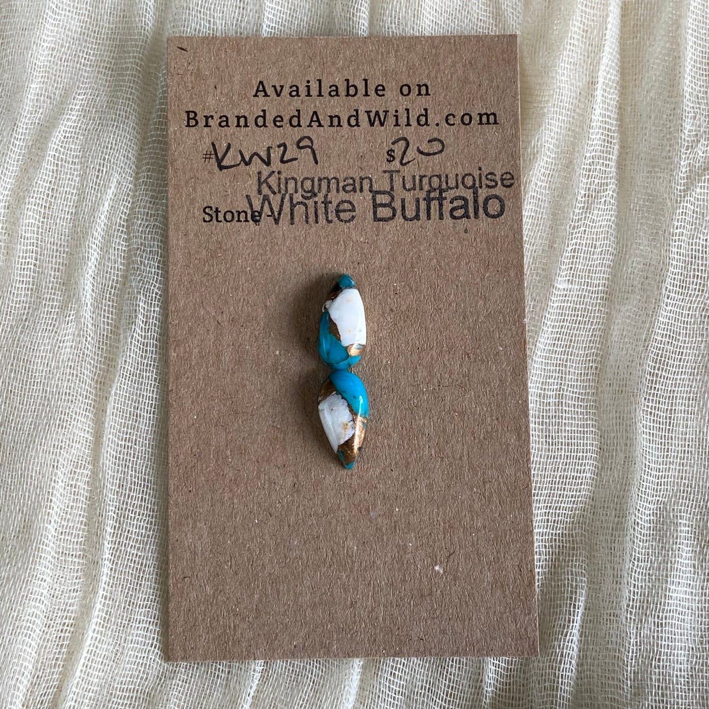 Kingman Turquoise, White Buffalo, Copper Cabochon - KW29