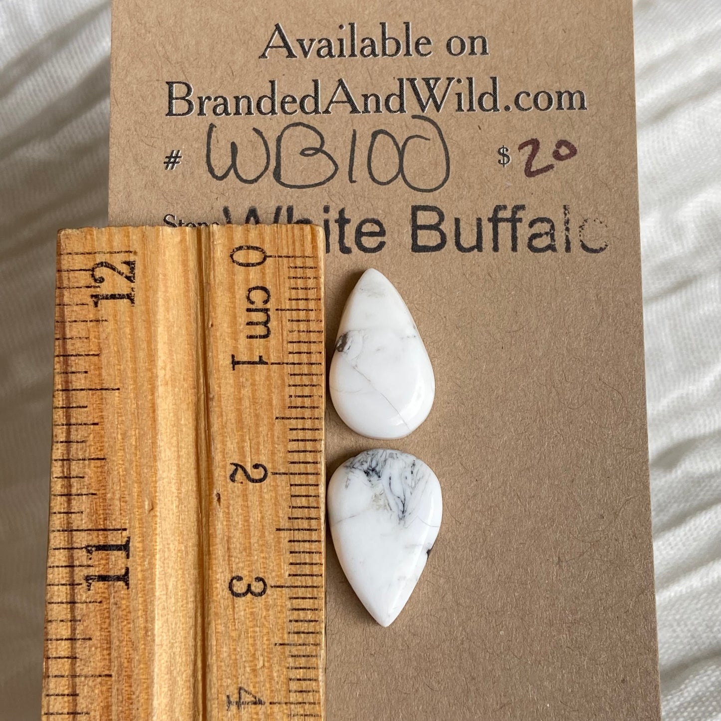 White Buffalo Cabochon - WB100 70B30507-864A-4A31-BEBB-871471D45BAE Brandedandwild.com