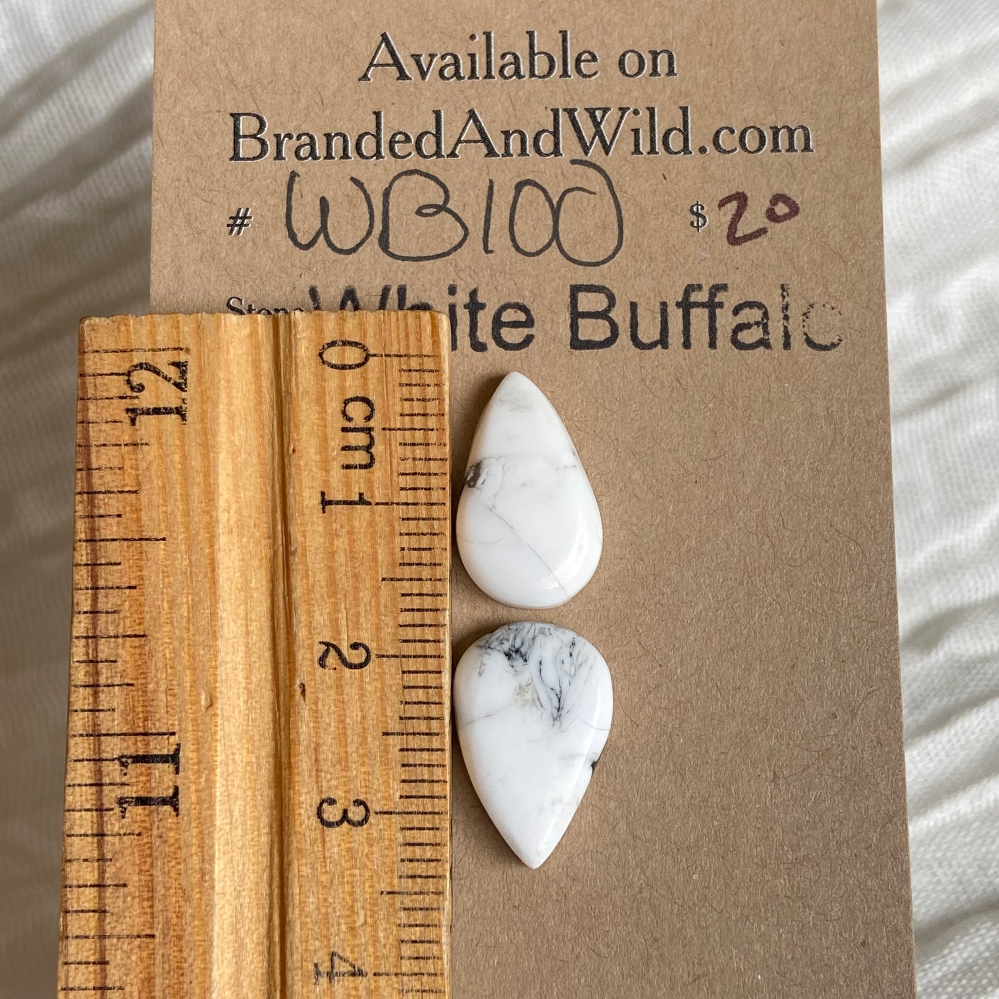 White Buffalo Cabochon - WB100 70B30507-864A-4A31-BEBB-871471D45BAE Brandedandwild.com