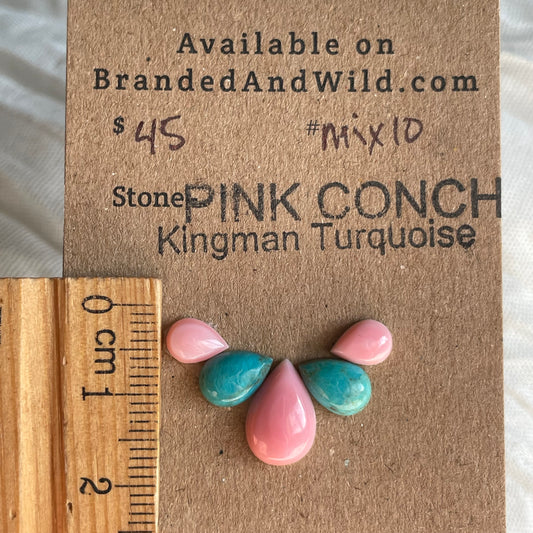 Kingman / Pink Conch Cabochon - MIX10 70B80DA9-0B38-4FAD-9C04-F4B75B3D26A6 Brandedandwild.com