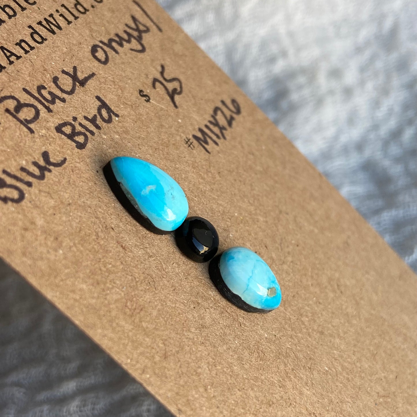 Blue Bird - Black Onyx Cabochon - MIX26