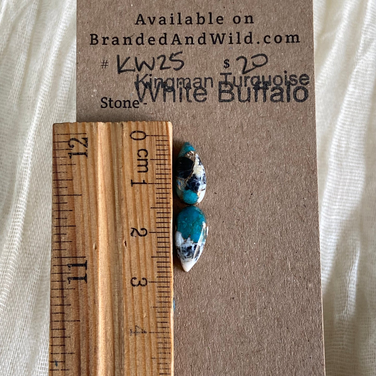 Kingman Turquoise, White Buffalo, Copper Cabochon - KW25