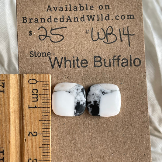 White Buffalo Cabochon - WB14 713B1429-CB89-44DA-A1BB-AB9A3DAAF851 Brandedandwild.com