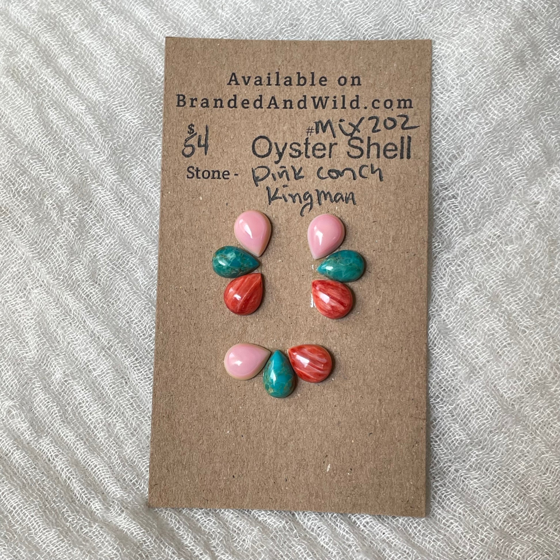 Kingman / Oyster Shell / Pink Conch Cabochon - Mix202 71D743D8-C20C-4160-AA40-0E59990BAE1A Brandedandwild.com