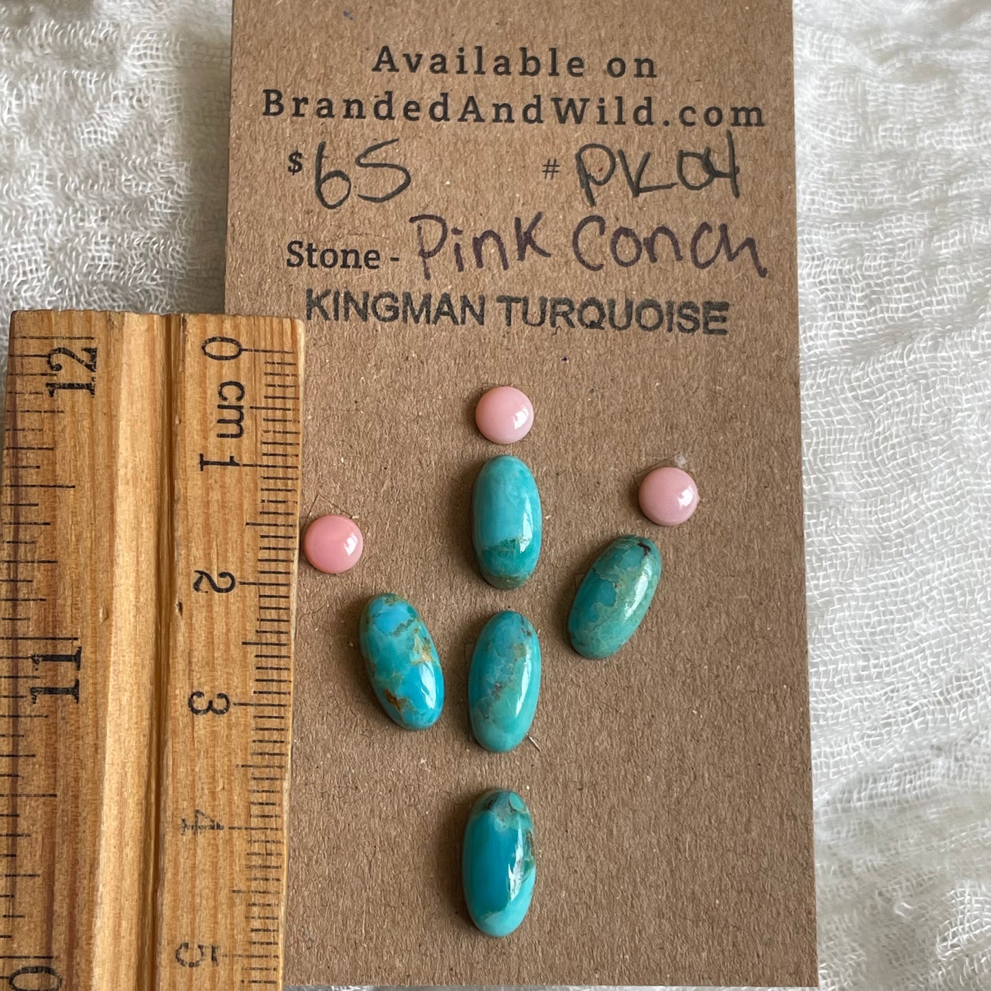 Pink Conch / Kingman Turquoise Cabochon - PK04