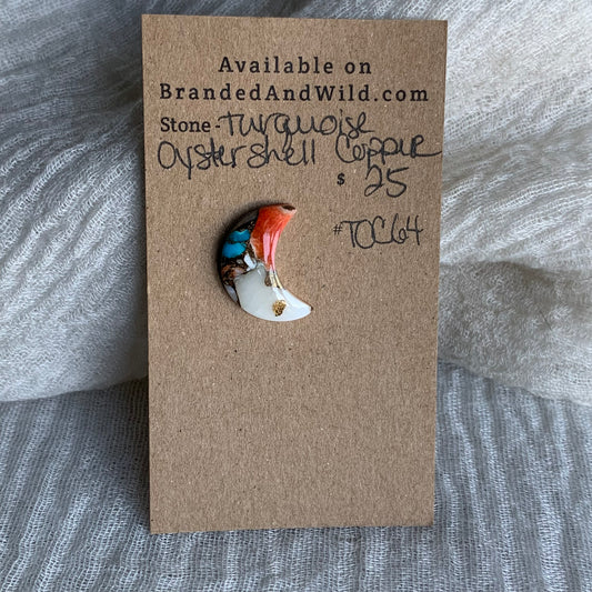 Turquoise, Oystershell, Copper Cabochon - TOC64