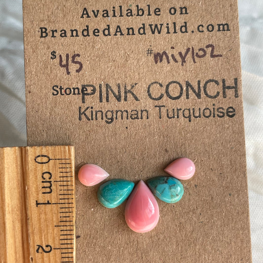 Kingman / Pink Conch Cabochon - MIX102 73AA42B4-9240-492E-97E0-D68570E29D68 Brandedandwild.com