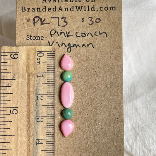 Pink Conch / Kingman Turquoise Cabochon - PK73 7415EF5E-D211-4D5D-BD7B-8716573A2BEB Brandedandwild.com