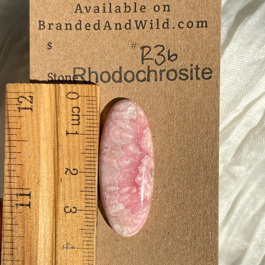 Rhodochrosite Cabochon - R36 74AABB7F-8CB2-4A3D-B09D-18277B8DCC9B Brandedandwild.com