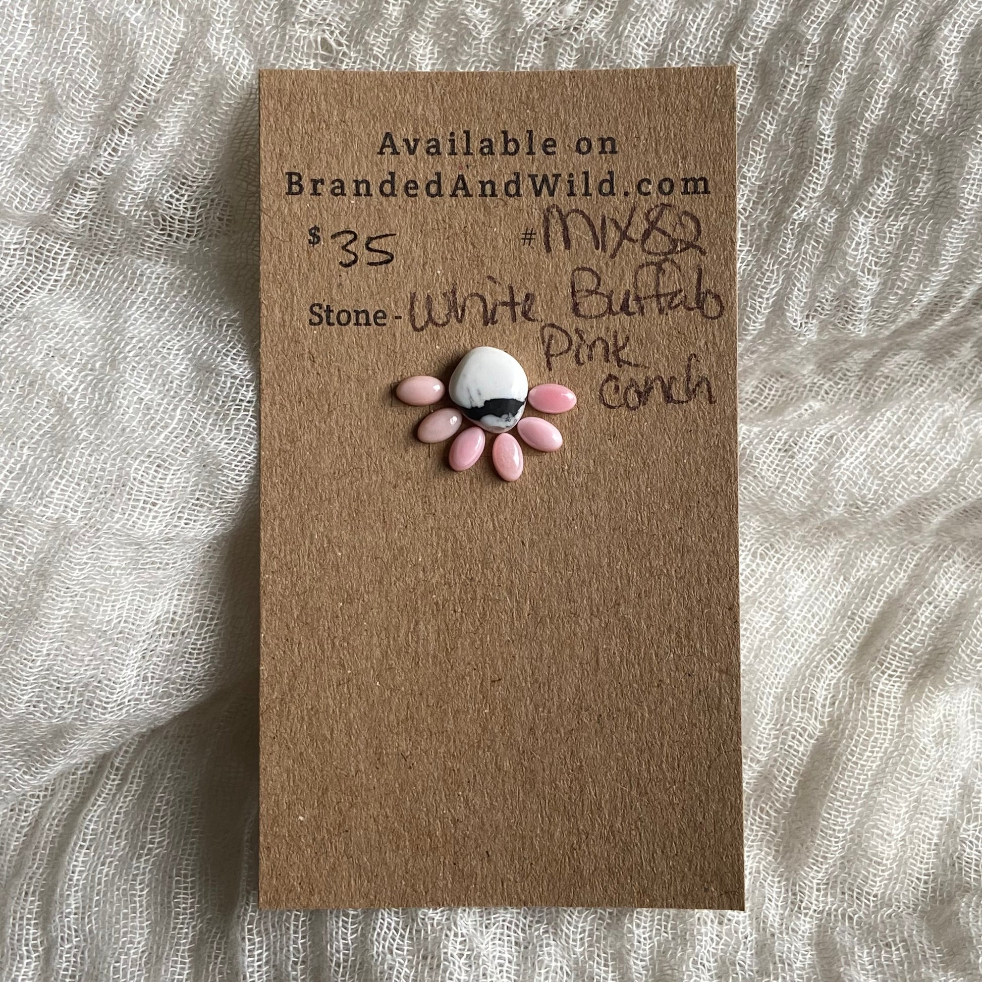 Pink Conch / White Buffalo Cabochon - MIX82 75FBE886-B31D-4FAD-9168-E3E81A3553D7 Brandedandwild.com