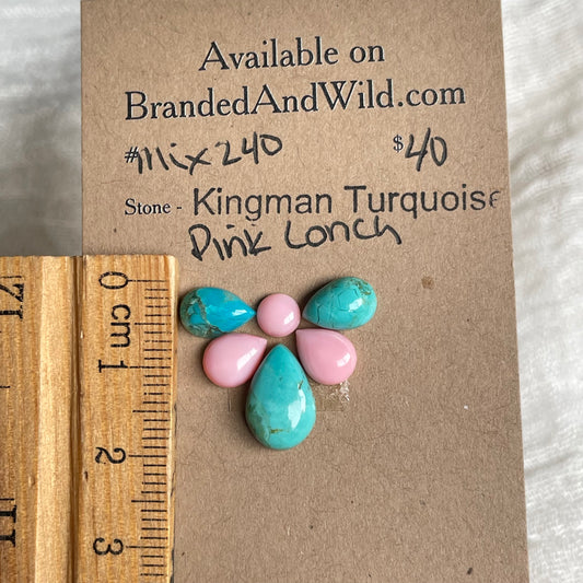 Kingman Turquoise / Pink Conch Cabochon - Mix240 7625B674-5D00-4281-B12C-78148C832449 Brandedandwild.com