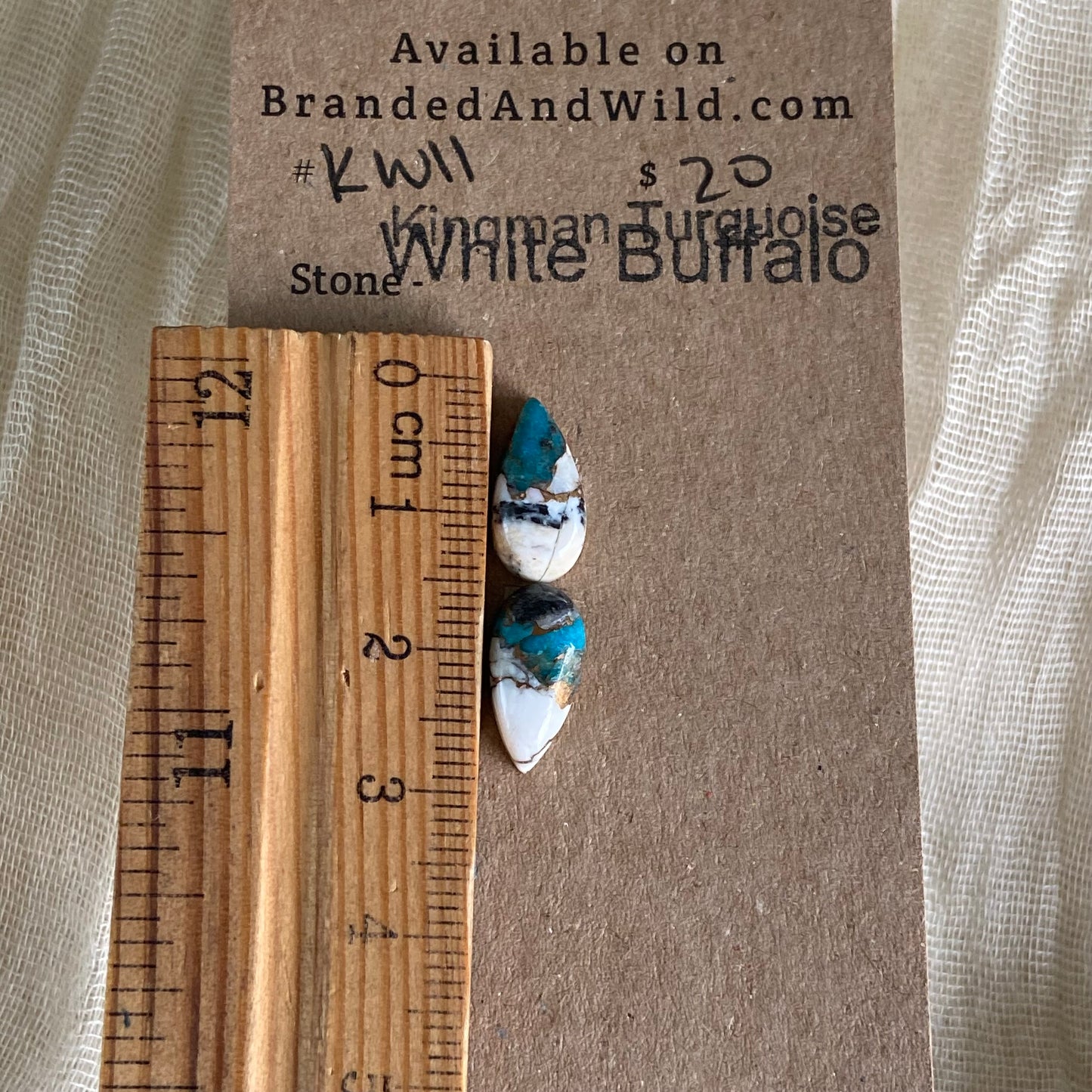 Kingman Turquoise, White Buffalo, Copper Cabochon - KW11