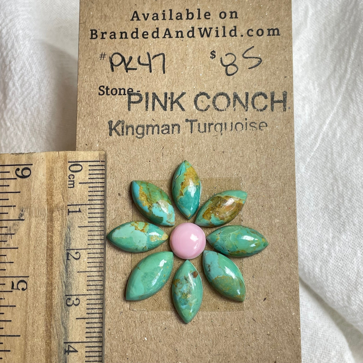 Pink Conch / Kingman Turquoise Cabochon - PK47