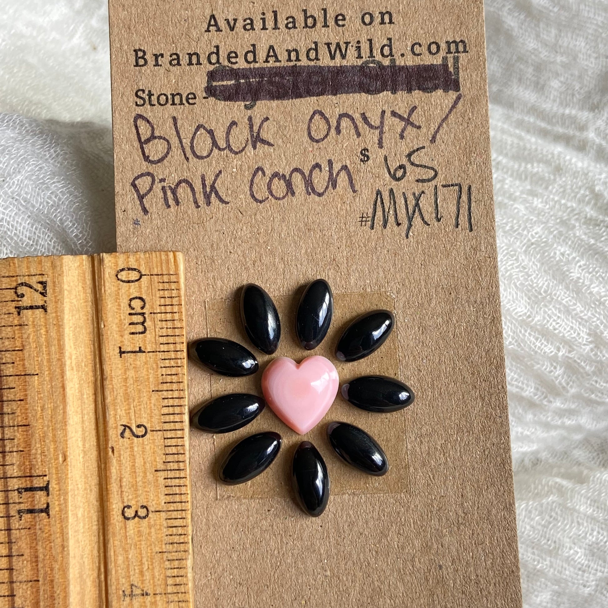 Black Onyx / Pink Conch Cabochon - Mix171 77C95783-B3D7-4295-BA47-98E7F0B77F5F Brandedandwild.com