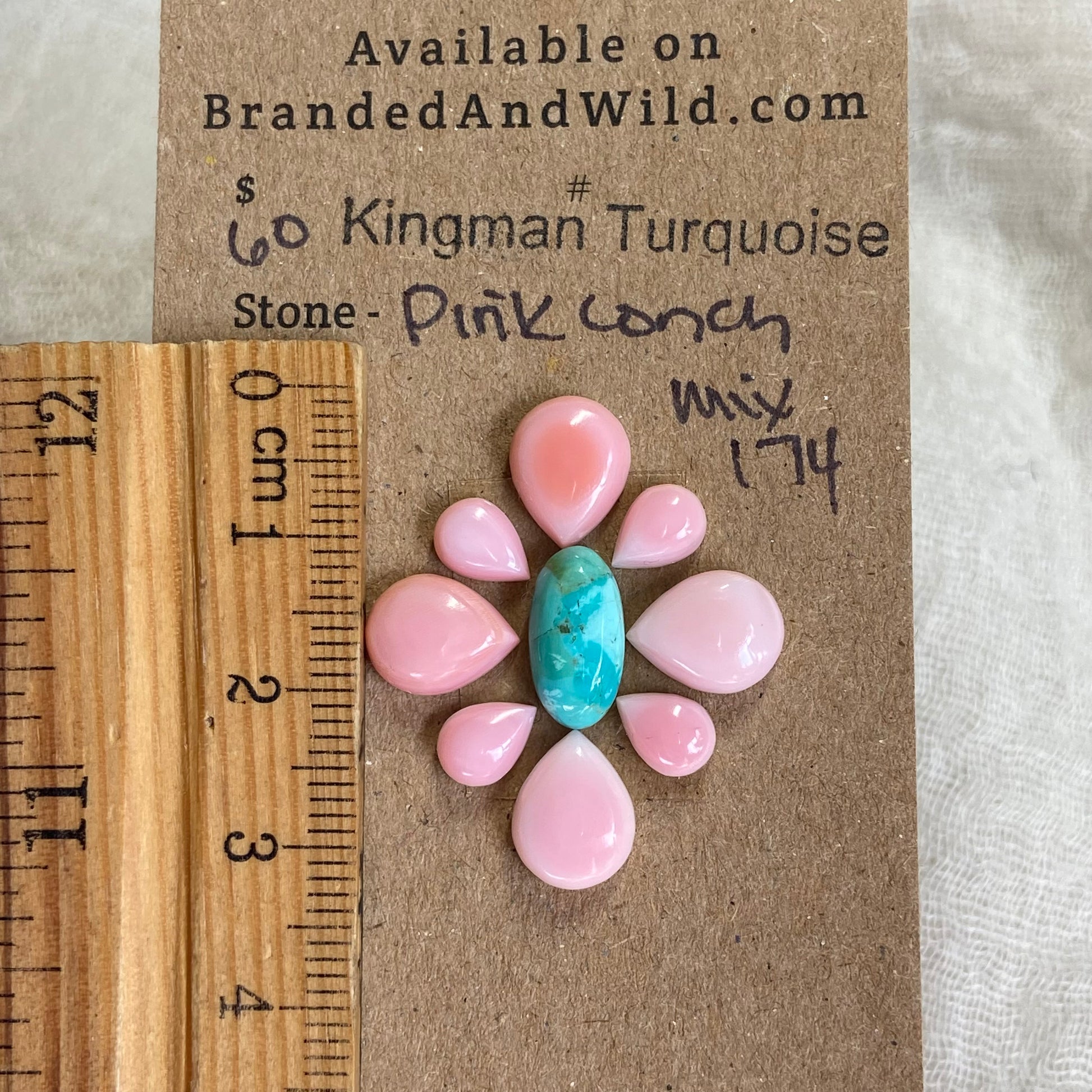 Pink Conch / Kingman Turquoise Cabochon - MIX174 7968770B-08D4-42D1-AF48-E50C4E117DB4 Brandedandwild.com