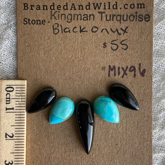 Black Onyx - Kingman Turquoise Cabochon - MIX96