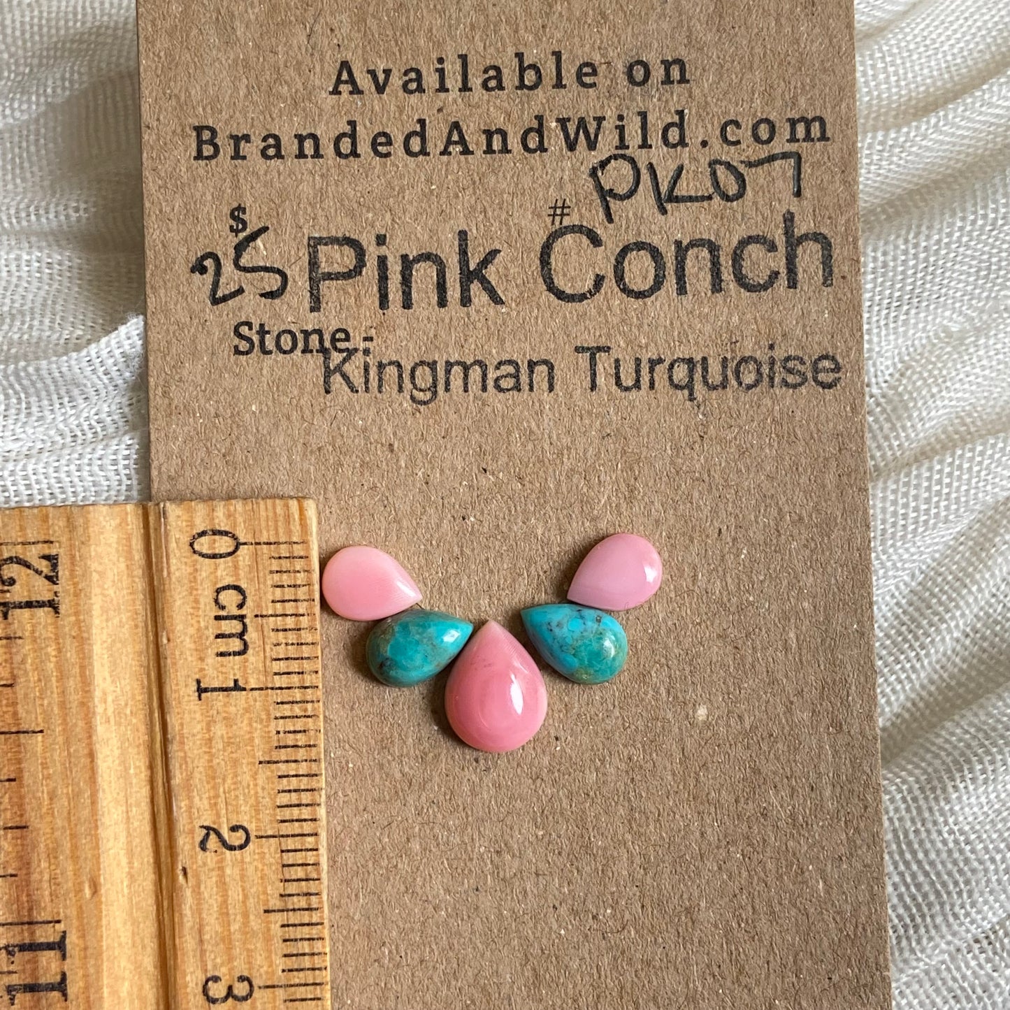 Pink Conch / Kingman Turquoise Cabochon - PK07 7A218429-8243-4AFA-AB1B-97E3725E9E24 Brandedandwild.com