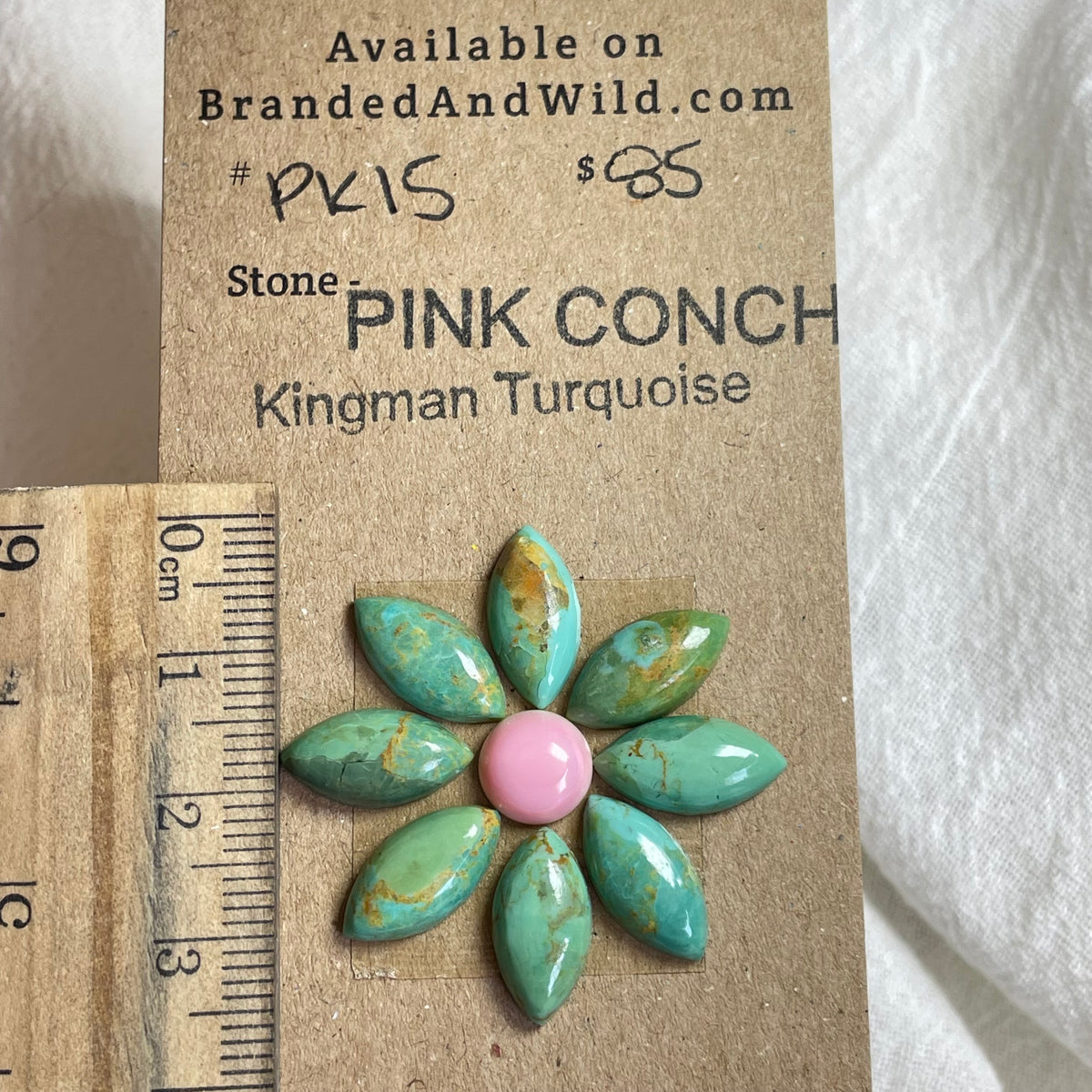 Pink Conch / Kingman Turquoise Cabochon - PK15 7A6FAD57-4A80-4E51-A6A6-C9680E8831E8 Brandedandwild.com