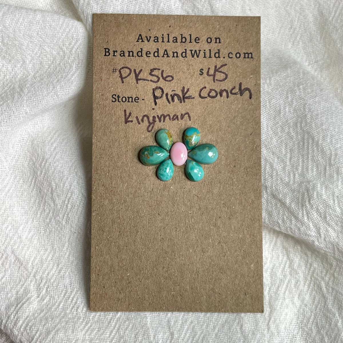 Pink Conch / Kingman Turquoise Cabochon - PK56