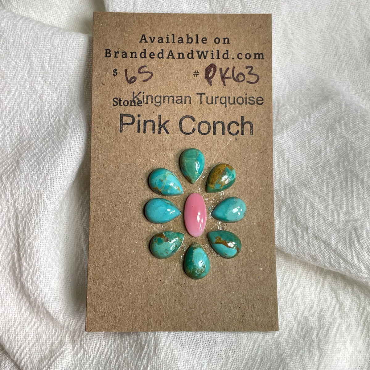 Pink Conch / Kingman Turquoise Cabochon - PK63