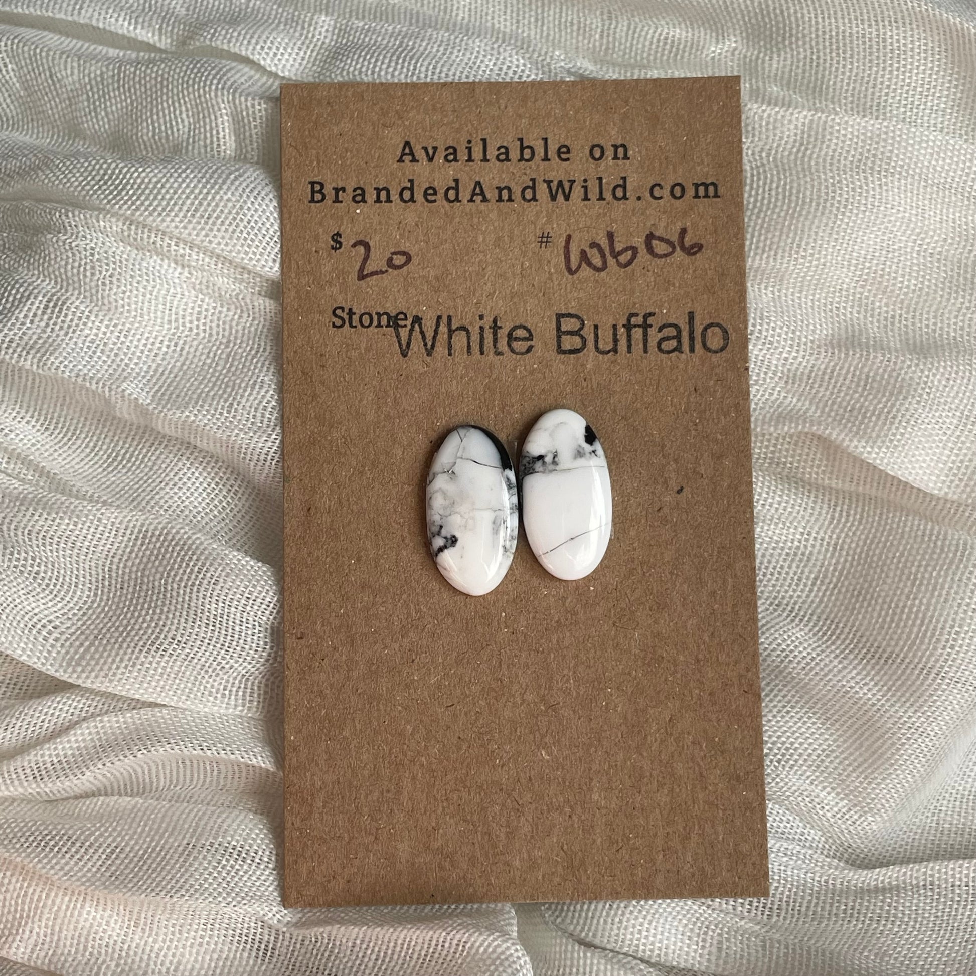 White Buffalo Cabochon - WB6 7DA4B8C8-85C8-49BE-BB3F-0E787F245C91 Brandedandwild.com