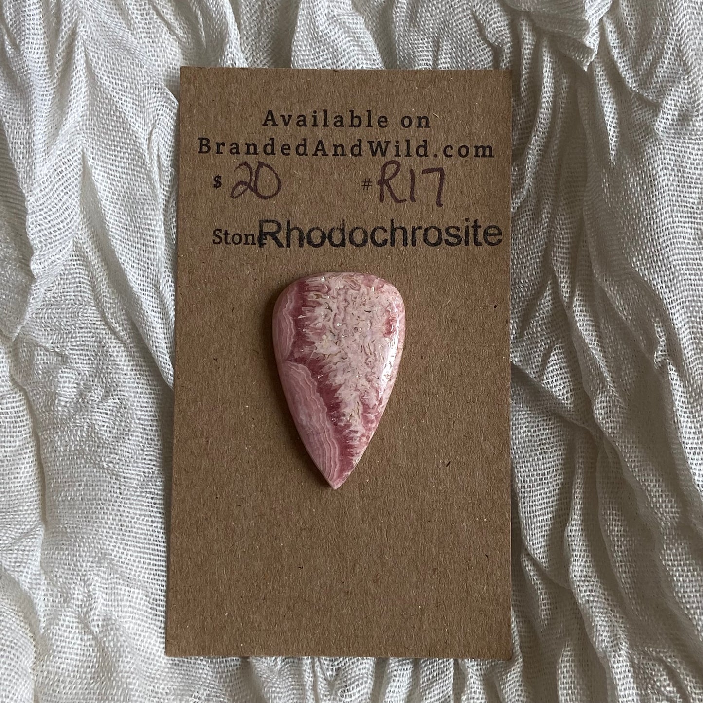 Rhodochrosite Cabochon - R017 7DDA6C2B-14D9-451F-BC6C-CBB7575628BD Brandedandwild.com