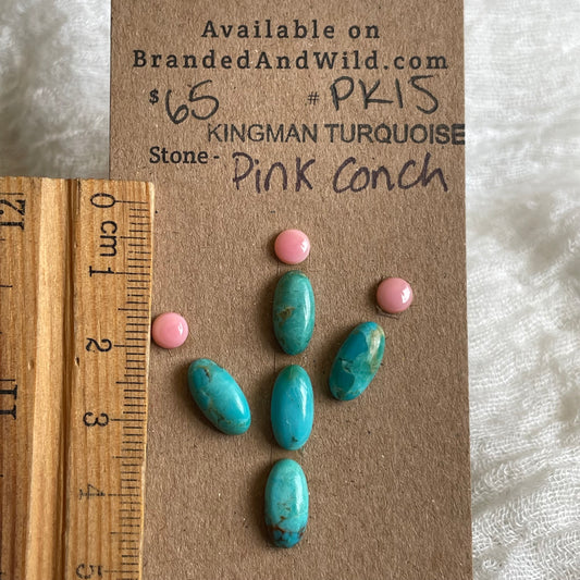 Pink Conch / Kingman Turquoise Cabochon - PK15