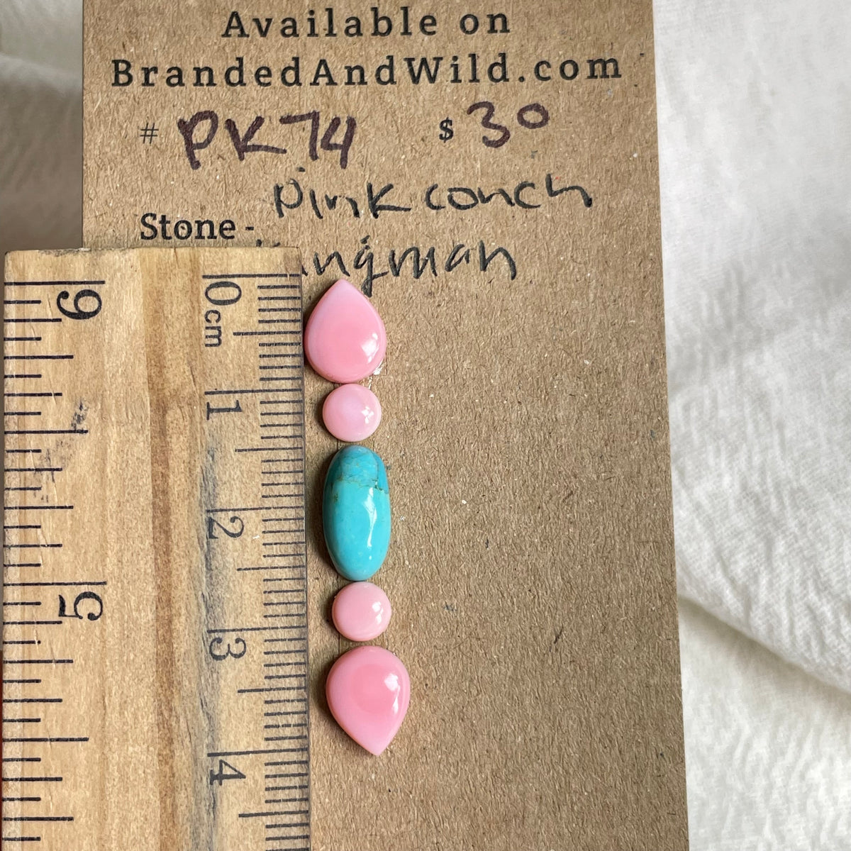 Pink Conch / Kingman Turquoise Cabochon - PK74