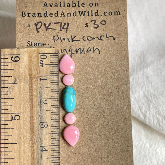 Pink Conch / Kingman Turquoise Cabochon - PK74 7F2BCD09-A4C6-463E-9224-6003995C25EB Brandedandwild.com