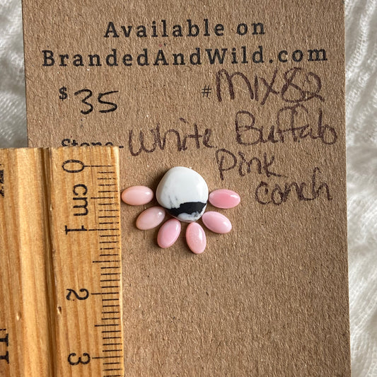Pink Conch / White Buffalo Cabochon - MIX82 80088E8F-B30B-4DFB-A4C3-CF68655759A4 Brandedandwild.com