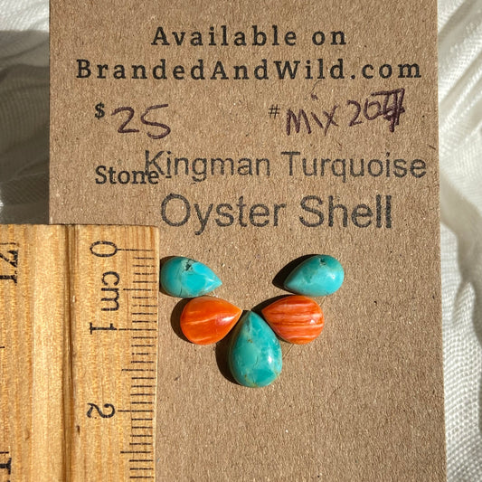 Oystershell / Kingman Turquoise Cabochon - MIX207 81156FA3-3D36-475C-A14A-96AAB30A6246 Brandedandwild.com