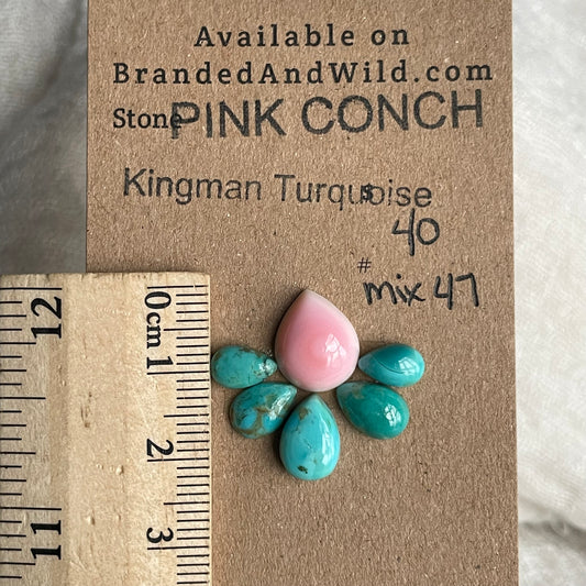 Kingman / Pink Conch Cabochon - Mix47 8196FB61-030C-435E-9DCC-8B2965A7FF64 Brandedandwild.com