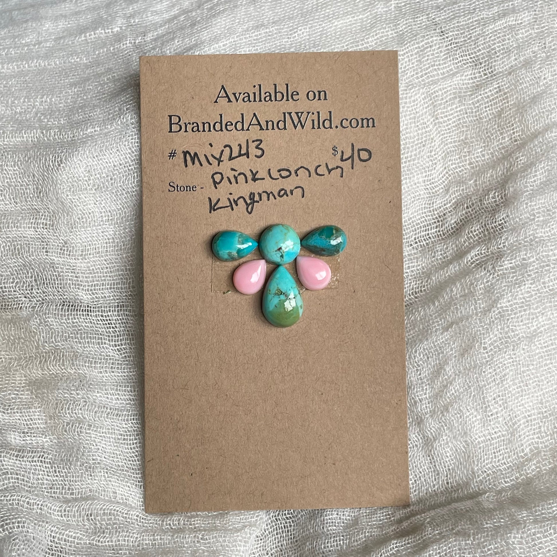 Kingman Turquoise / Pink Conch Cabochon - Mix243 81C03209-655C-48AC-B52D-14FA4550F6F3 Brandedandwild.com