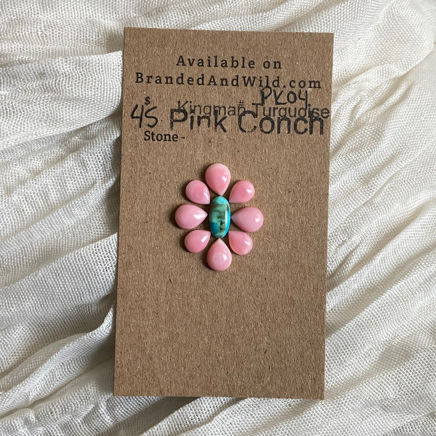 Pink Conch / Kingman Turquoise Cabochon - PK04 81E09418-7915-47A5-96C4-86407441DAC4 Brandedandwild.com